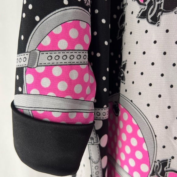 Peter Nygard Black and Pink Polka Dot Top - Picture 8 of 8